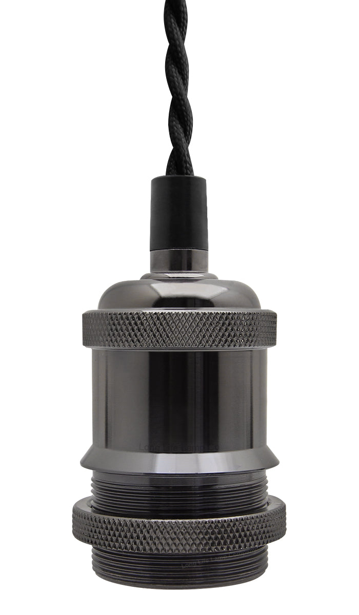 Industrial Vintage Ceiling Pendant Lamp Holder Black Nickel E27 Fitting M0219