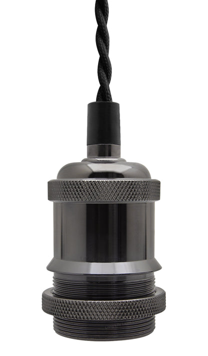 Industrial Vintage Ceiling Pendant Lamp Holder Black Nickel E27 Fitting M0219
