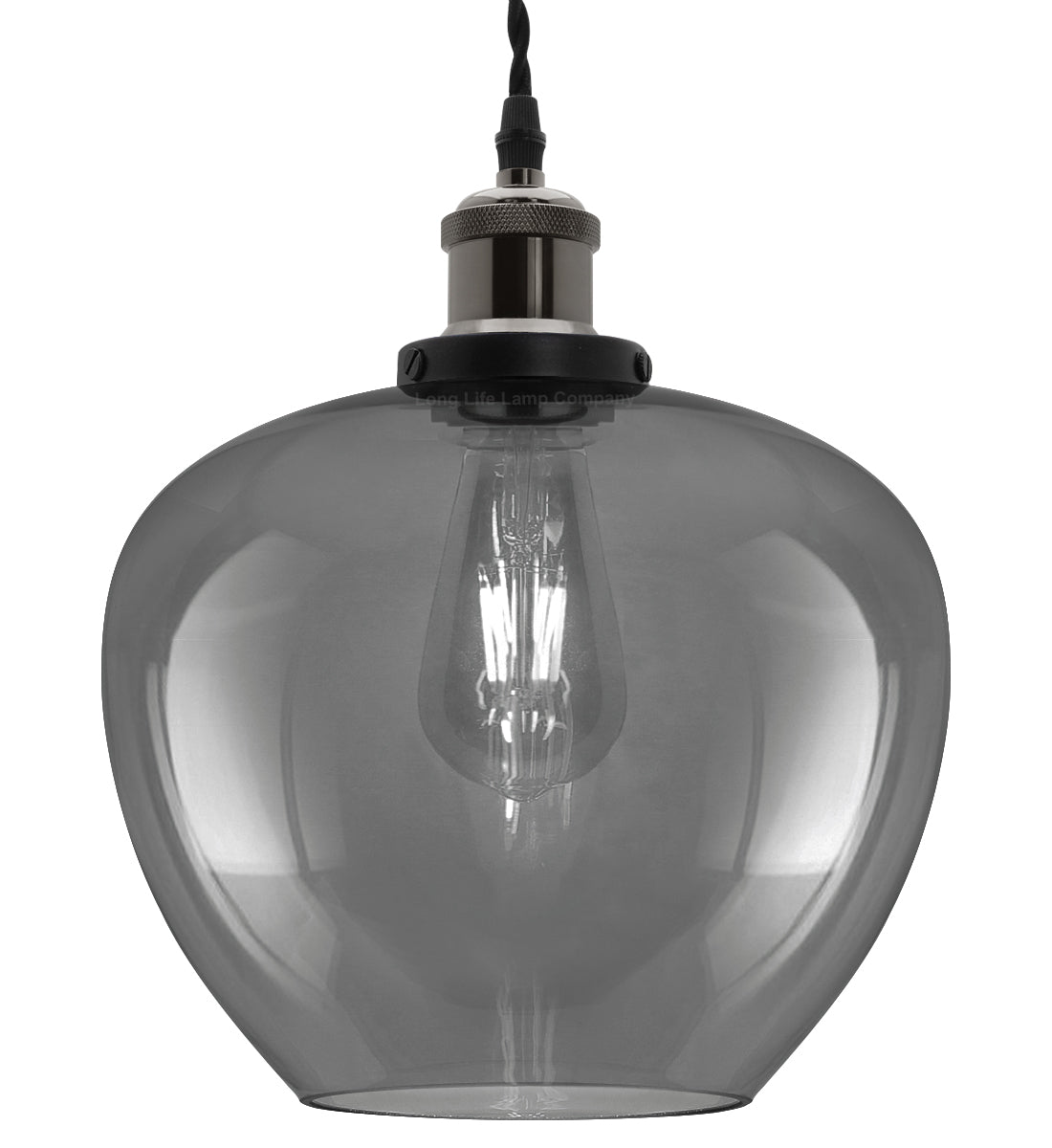 Modern Vintage Smoked Grey Glass Globe Pendant Lamp M0229 – Energy ...