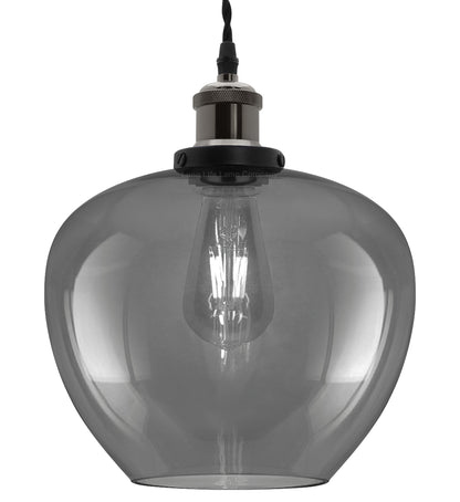 Modern Vintage Smoked Grey Glass Globe Pendant Lamp M0229