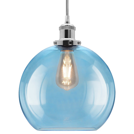 Modern Vintage Blue Glass Globe Ceiling Pendant Lamp M0236