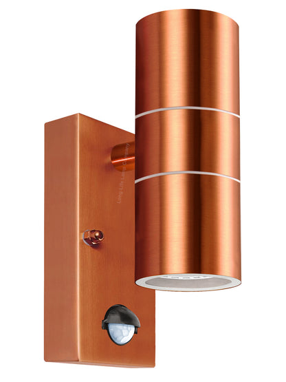 PIR Double Outdoor Wall Light Copper Finish with Movement Sensor IP44 ZLC342CSEN