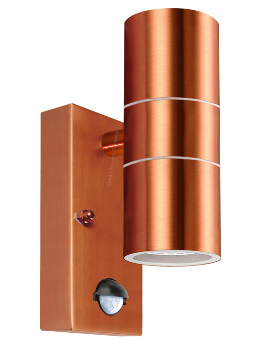 PIR Double Outdoor Wall Light Copper Finish with Movement Sensor IP44 ZLC342CSEN