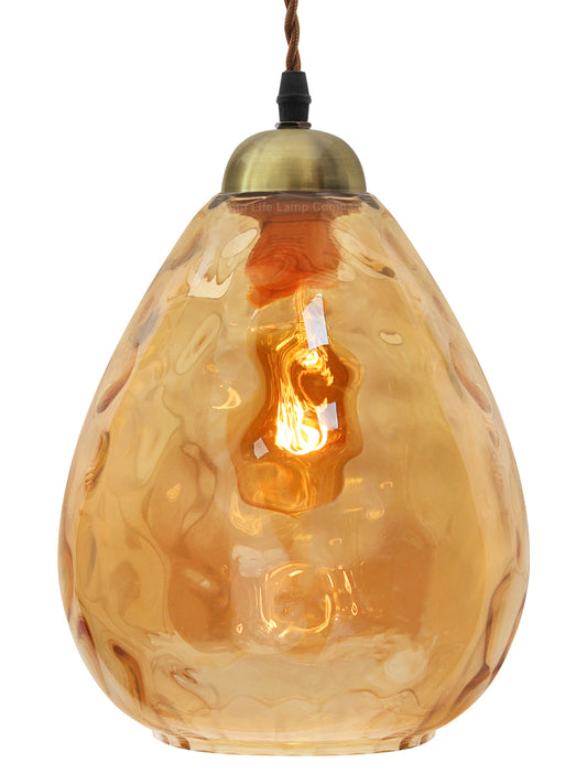 Modern Vintage Smoked Teardrop Gold Glass Ceiling Pendant Lamp M0239