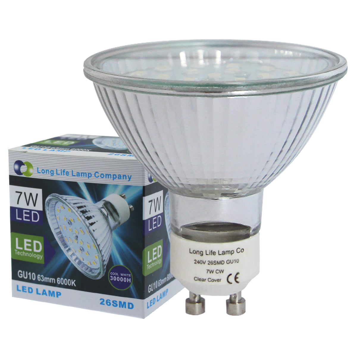 7w 63mm GU10 LED Cool White Replacement for 63mm Halogen Bulb