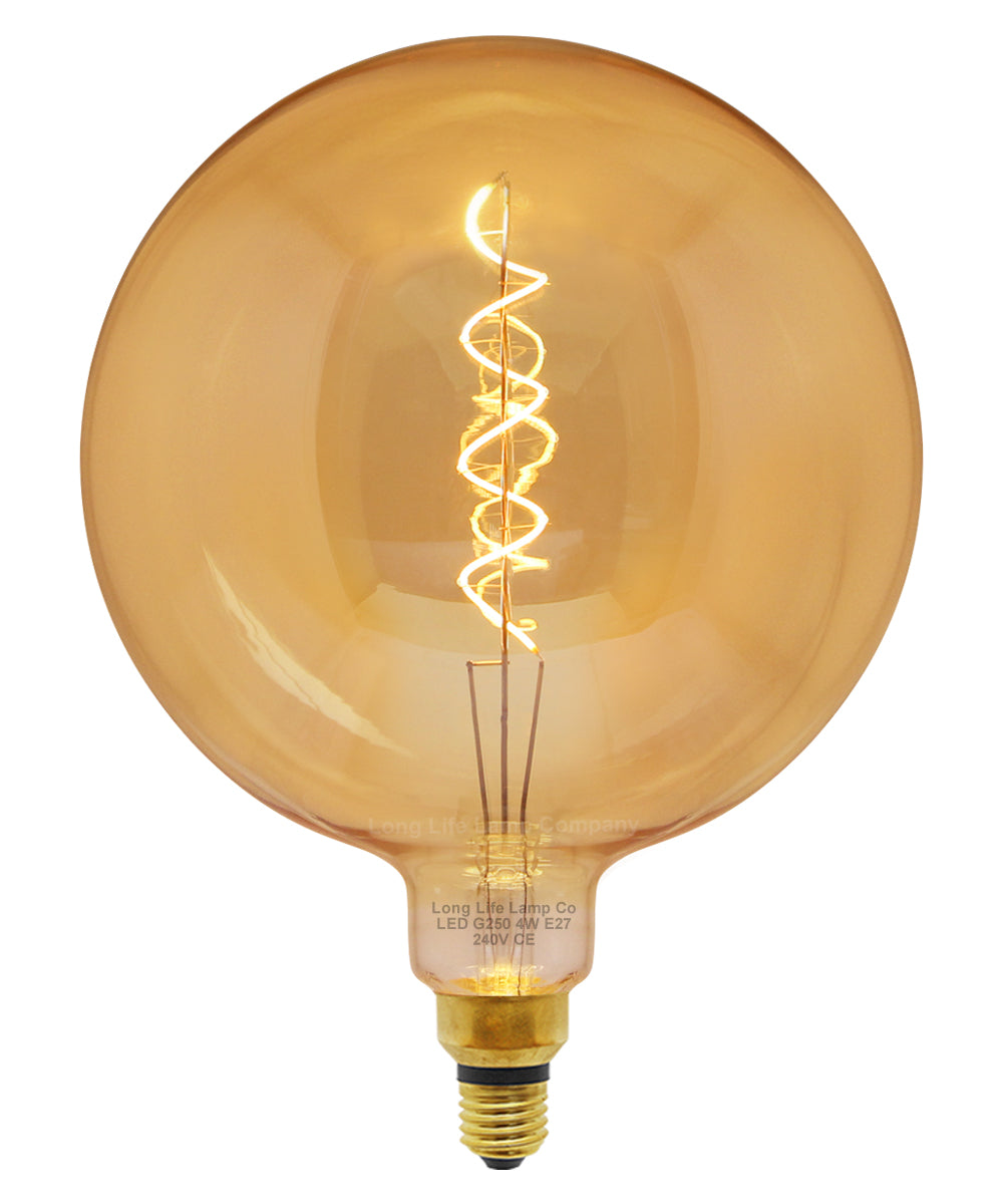 4w Industrial Vintage LED Globe E27 Amber Smoked Glass G250