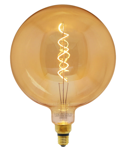4w Industrial Vintage LED Globe E27 Amber Smoked Glass G250