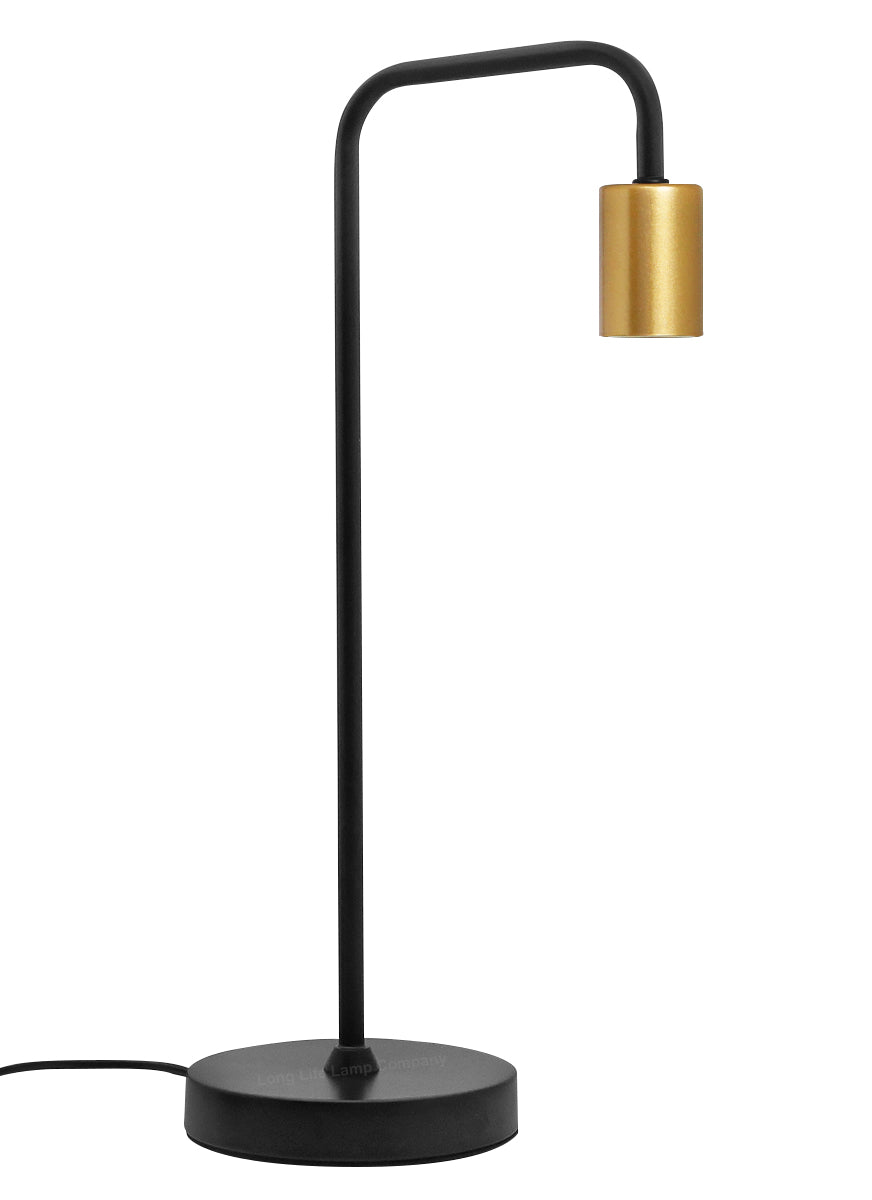 Retro Black Pipe Table Lamp Golden Holder - Free delivery on all orders