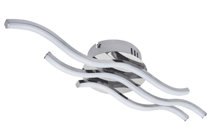 Modern LED Ceiling Chrome 3 Strip Light Warm White 20W Semi Flush
