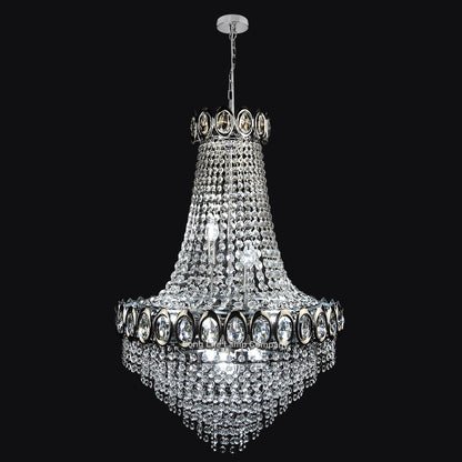Large Ceiling Crystal Pendant Chandelier Suspended Chrome Frame Cascading Droplets