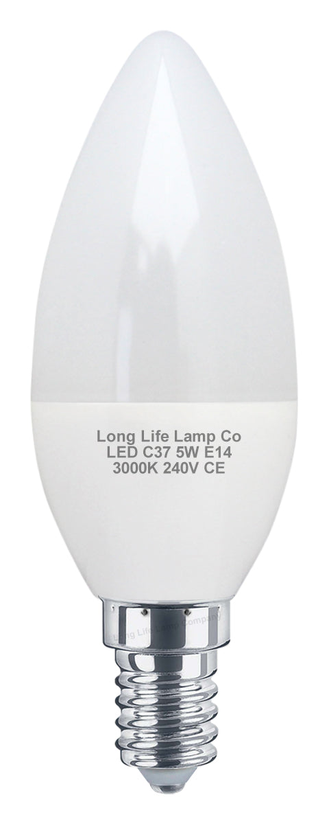 10 PACK 5W Energy Saving C37 LED Candle Light Bulb 3000K E14
