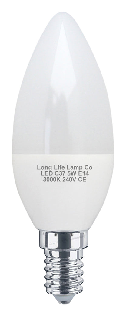 10 PACK 5W Energy Saving C37 LED Candle Light Bulb 3000K E14
