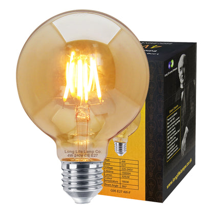 4w E27 LED Globe Decorative Light Bulb Smoked Gold G95