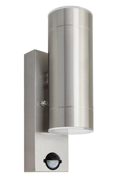 12W LED Double Outdoor Wall With PIR Movement Sensor Stainless Steel Warm White ZLC345SEN
