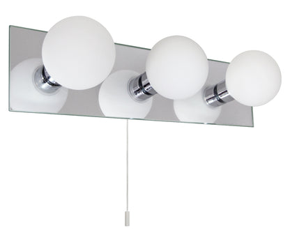 Opaque 3 Mini Globe Bathroom Mirror Light with Pull Cord IP44 H3053