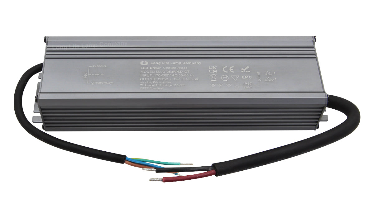 LED Driver 12v Output Low Voltage IP67 Waterproof Transformer 250W LLLC250WLDOT