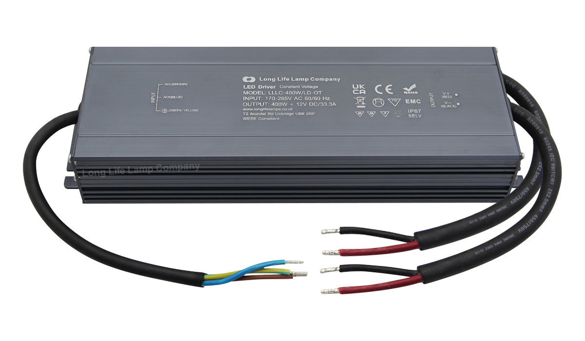 LED Driver 12v Output Low Voltage IP67 Waterproof Transformer 400W LLLC400WLDOT
