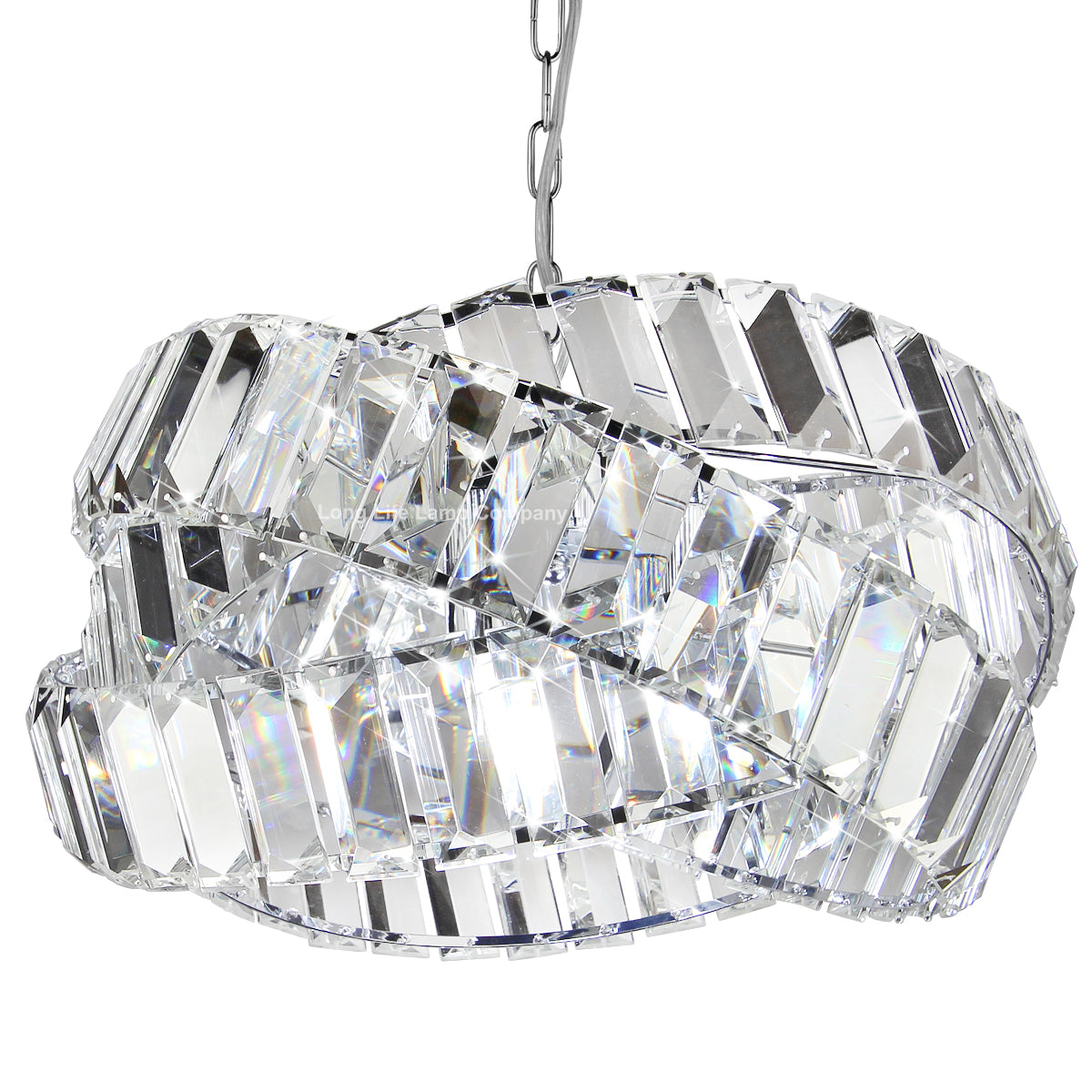 Modern Ceiling Crystal Chandelier Pendant Light Chrome Fixture Glass 3 Rings H3064