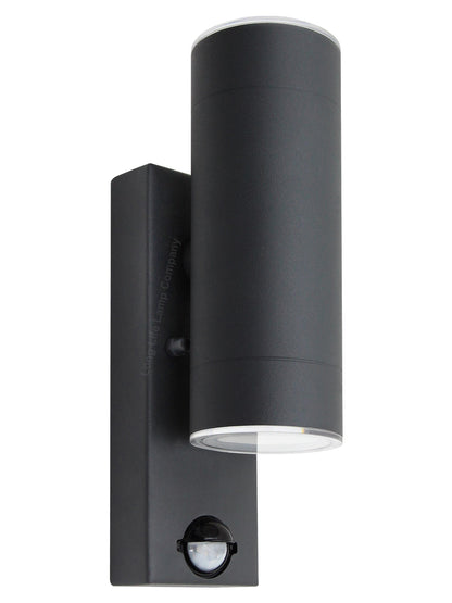 12W Black LED Double Outdoor Wall With PIR Movement Sensor Stainless Steel Cool White ZLC366BSEN
