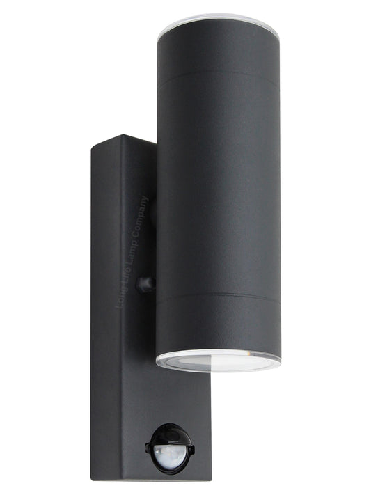 12W Black LED Double Outdoor Wall With PIR Movement Sensor Stainless Steel Cool White ZLC366BSEN