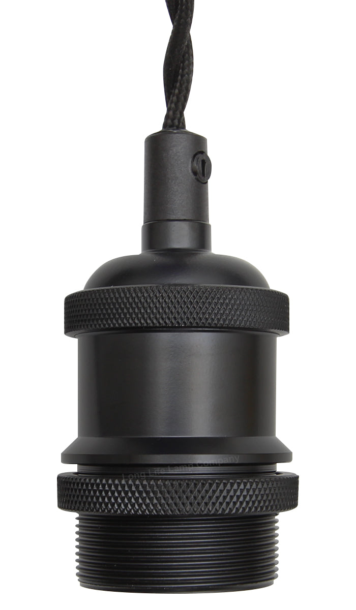 Industrial Vintage Ceiling Pendant Lamp Holder Matte Black E27 Fitting H3065