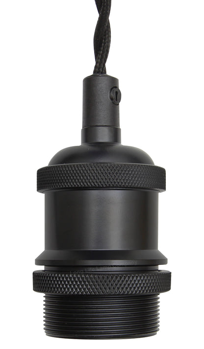 Industrial Vintage Ceiling Pendant Lamp Holder Matte Black E27 Fitting H3065