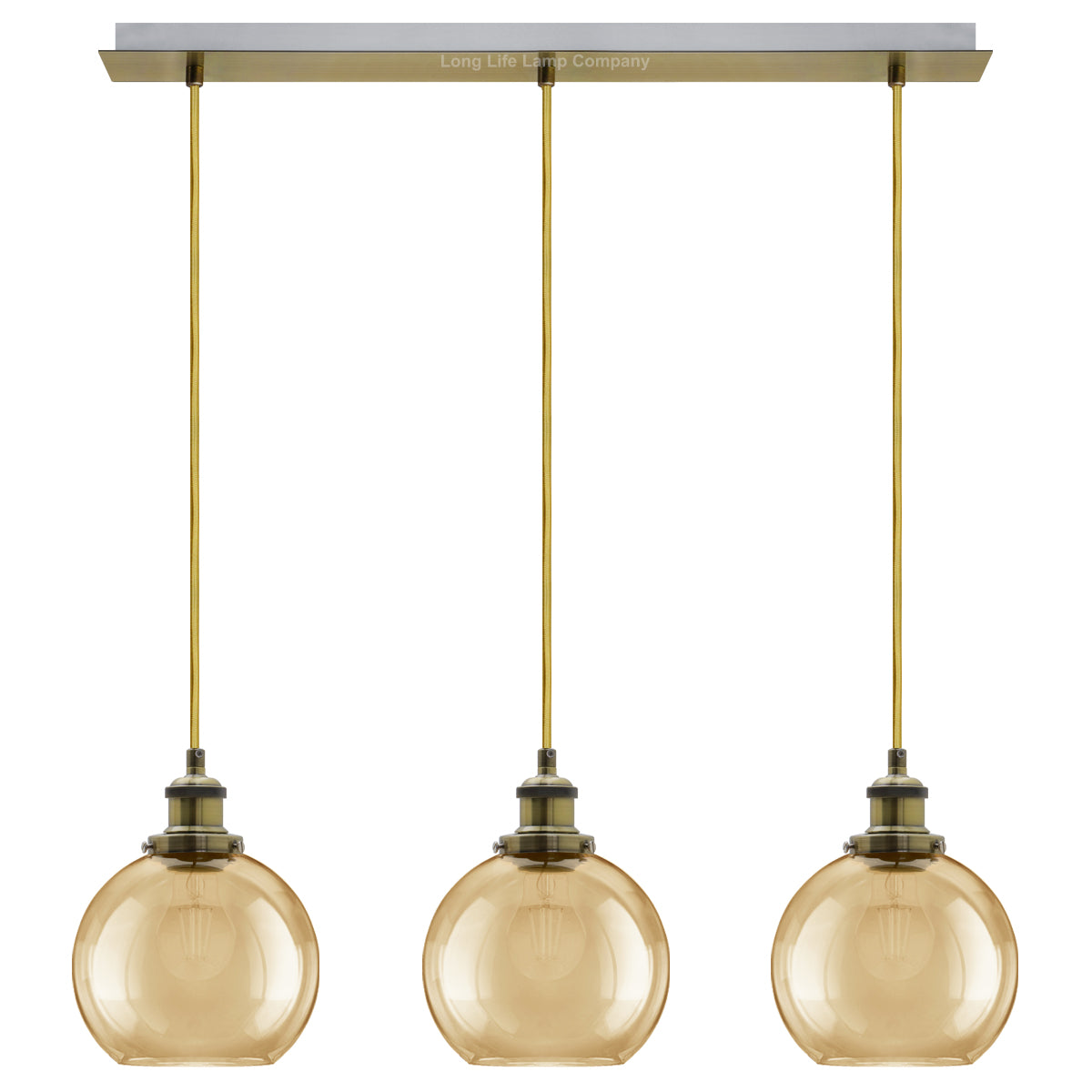 Vintage 3 Lights Ceiling Pendant Lamp Cluster Mini Glass Globe Shades Gold