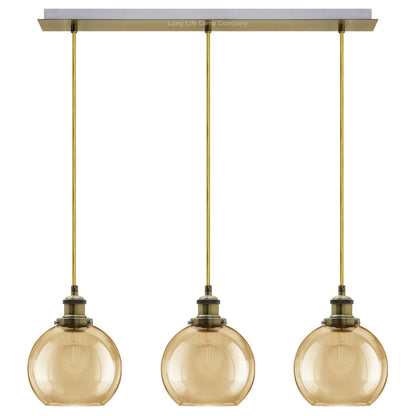Vintage 3 Lights Ceiling Pendant Lamp Cluster Mini Glass Globe Shades Gold