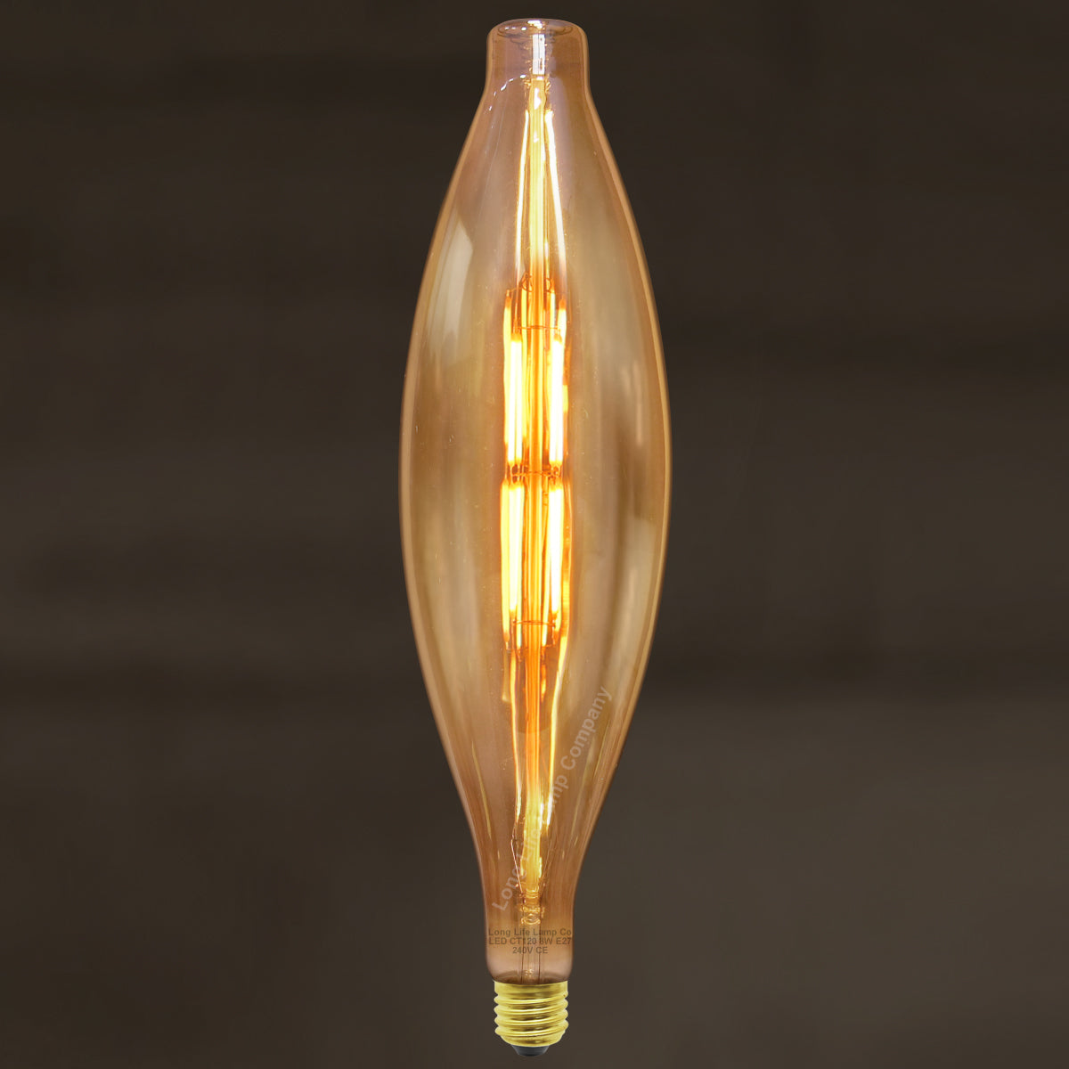 8w Tubular Antique Vintage LED E27 Smoked Glass