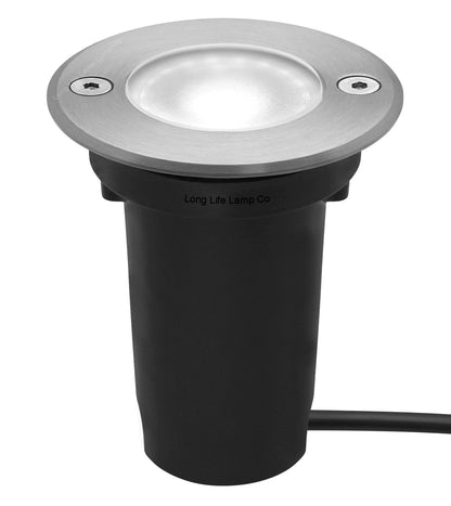 1w LED Recessed Outdoor Ground Light Round Cool White Brushed Chrome Walkover Uplighter GL07CW