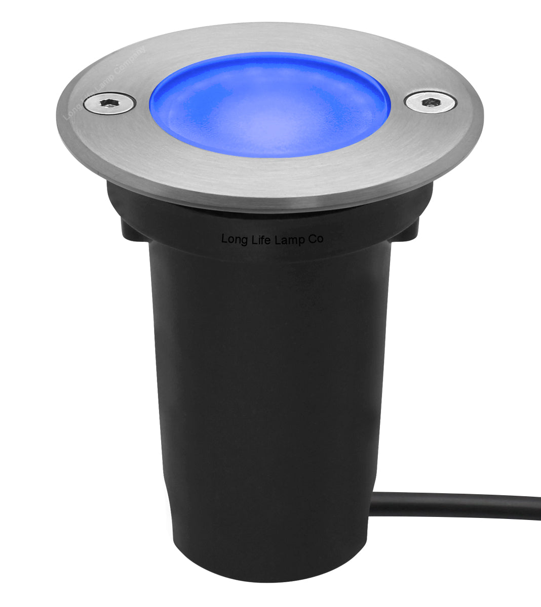 1w LED Recessed Outdoor Ground Light Round Blue Brushed Chrome Walkover Uplighter GL08B