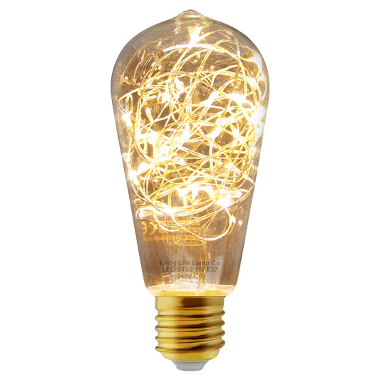 1w  E27 ST58 LED Warm White Fairy String Filament Light Bulb