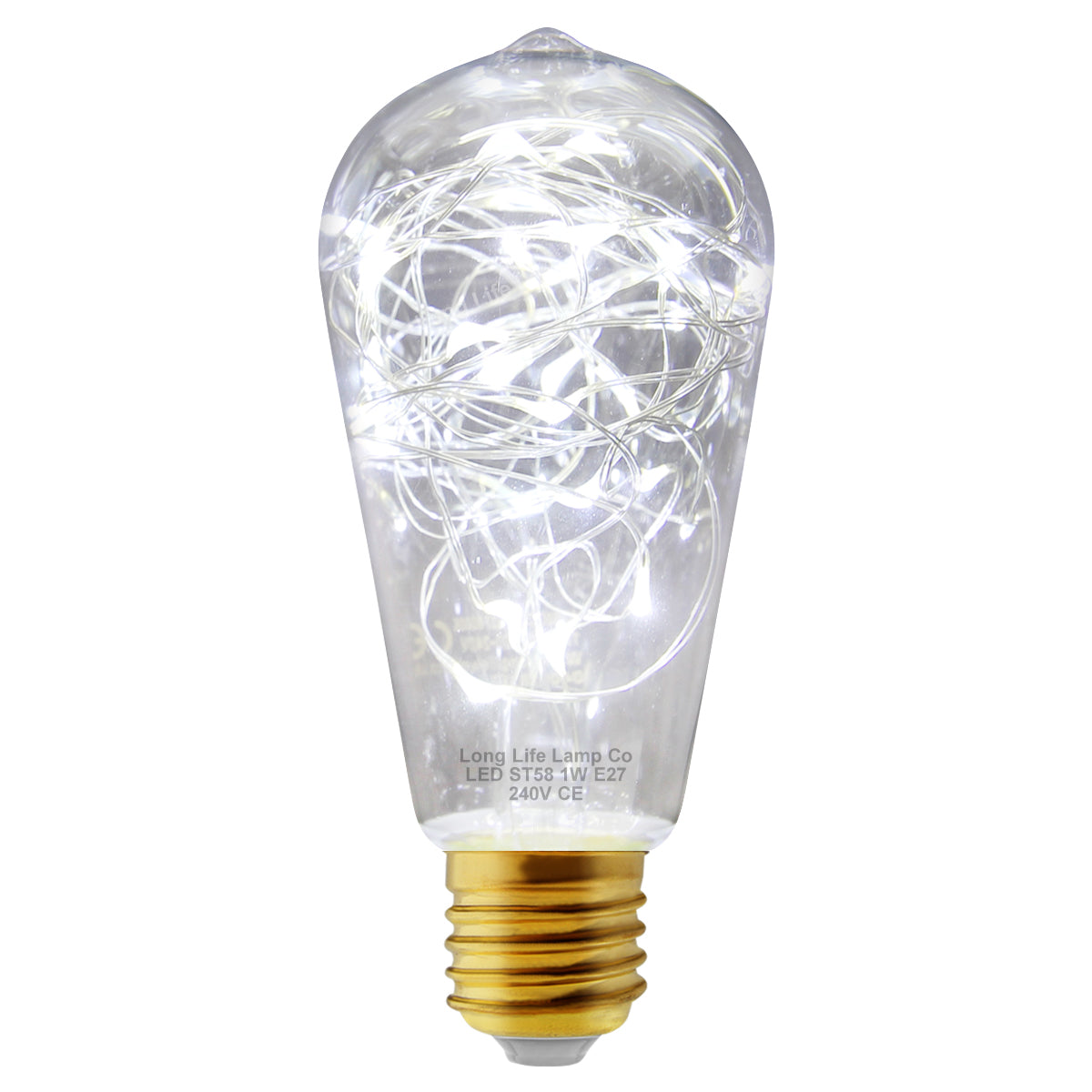 1w  E27 ST58 LED Cool White Fairy String Filament Light Bulb