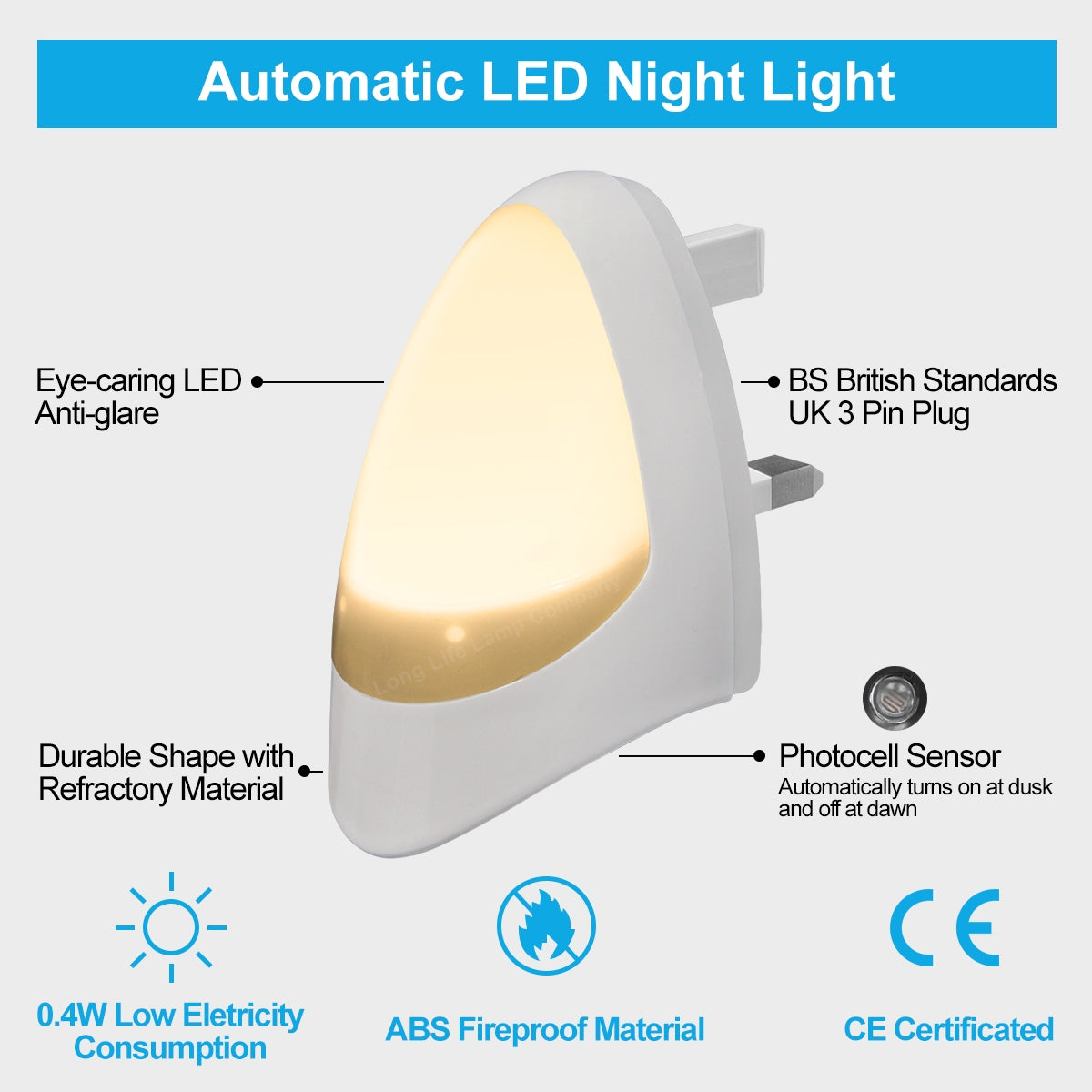 Automatic Plug - in LED Night Light A Rated Warm White - Free delivery on all orders