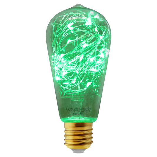 1w  E27 ST58 LED Green Fairy String Filament Light Bulb