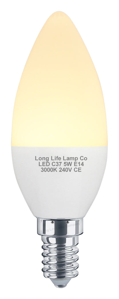 10 PACK 5W Energy Saving C37 LED Candle Light Bulb 3000K E14