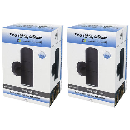 2 X Outdoor Black Double Wall Light