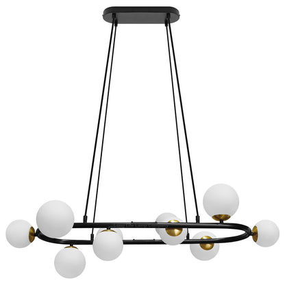 Modern Ceiling Black Circular Bar Pendant Light Globe Frosted Glass Lamp Shades K402 with G9 LED