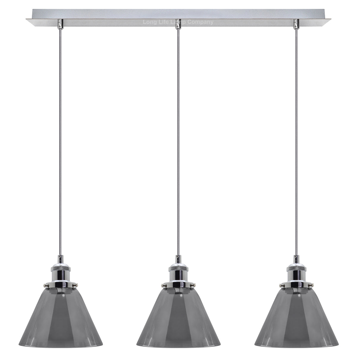 Vintage Industrial 3 Light Ceiling Pendant Lamp Mini Glass Sconce Smoked Grey Shades