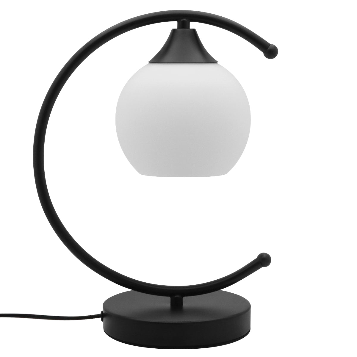 Arch Black Table Lamp Opaque Glass Globe Shade Opal Sphere T502