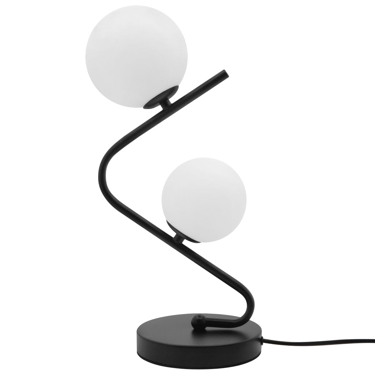 Retro Black Twin Opaque Frosted Glass Globe Table Lamp T505