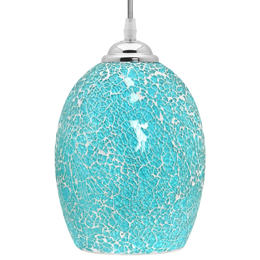  Vintage Ceiling Crackle Blue Mosaic Glass Pendant Light K420