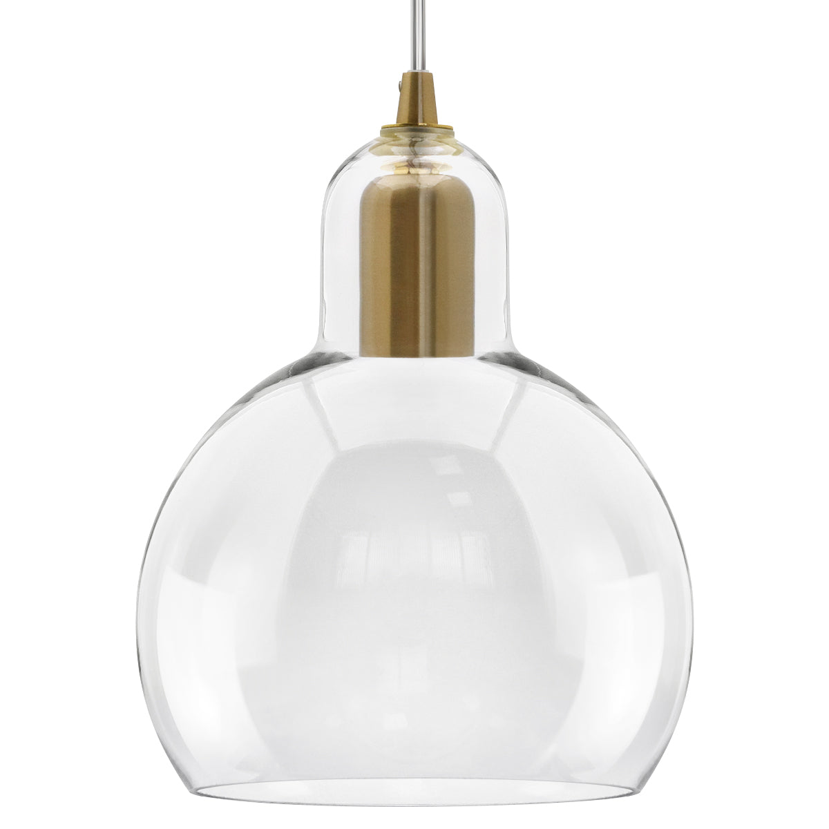 Modern Retro Ceiling Brass Pendant Light Transparent Globe Glass Lamp Shade