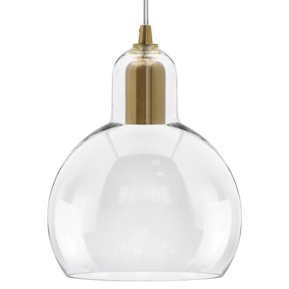 Modern Retro Ceiling Brass Pendant Light Transparent Globe Glass Lamp Shade