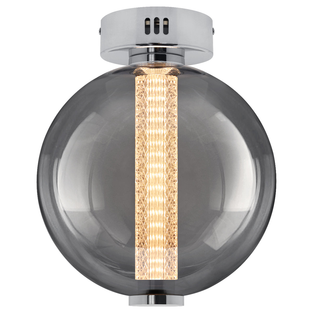 LED Globe Smoked Grey Glass Ceiling Light Flush Mounted Lamp Shade 9W 3000K K440