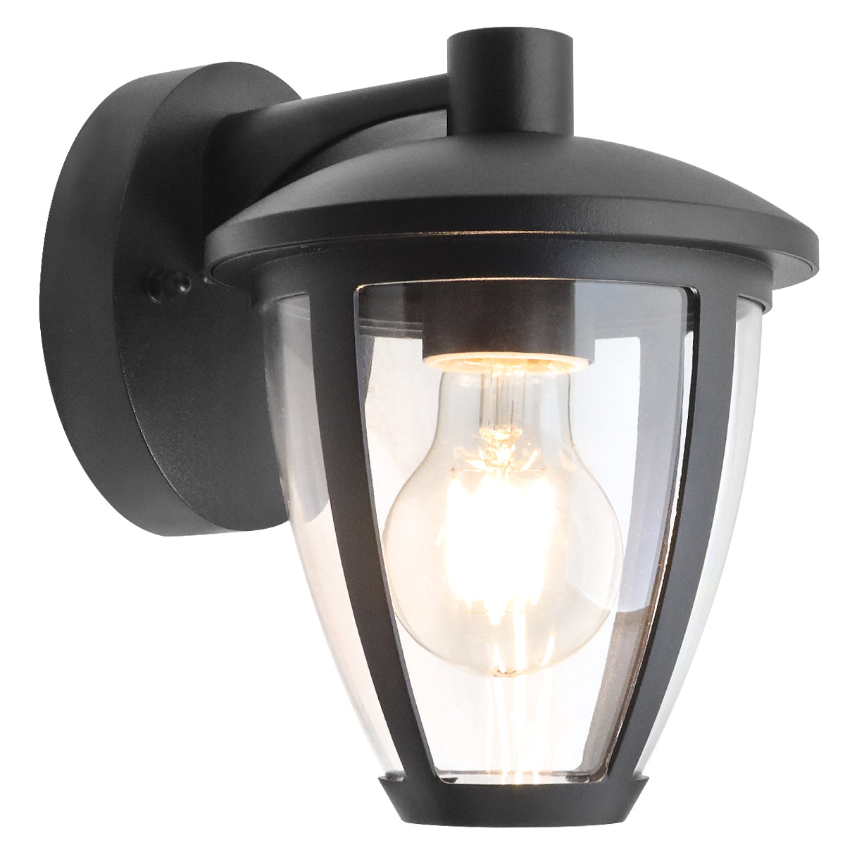 Outdoor Downward Wall Light Black Lantern Clear Diffuser IP44 ZLC381