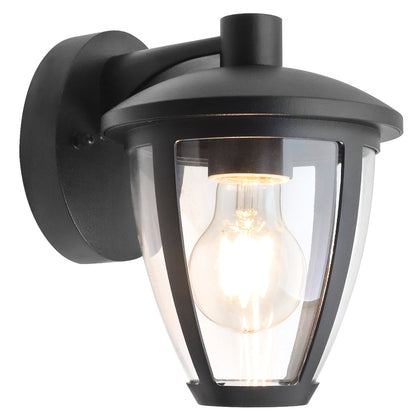 Outdoor Downward Wall Light Black Lantern Clear Diffuser IP44 ZLC381