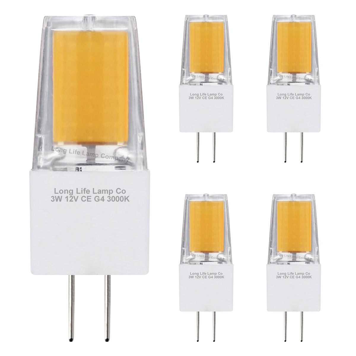 5 x G4 12v LED Bulbs Warm White 3w Replacement for 30w Halogen Capsule Light 2pin AC/DC
