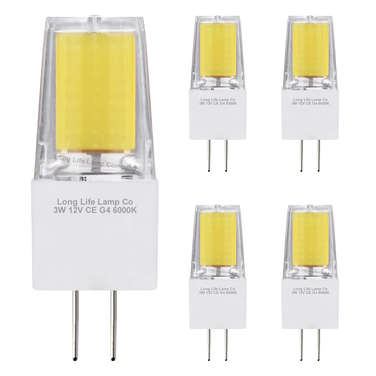 5 x G4 12v LED Bulbs Cool White 3w Replacement for 30w Halogen Capsule Light 2pin AC/DC