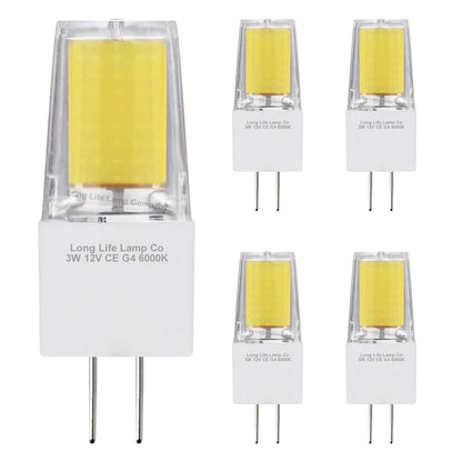 5 x G4 12v LED Bulbs Cool White 3w Replacement for 30w Halogen Capsule Light 2pin AC/DC